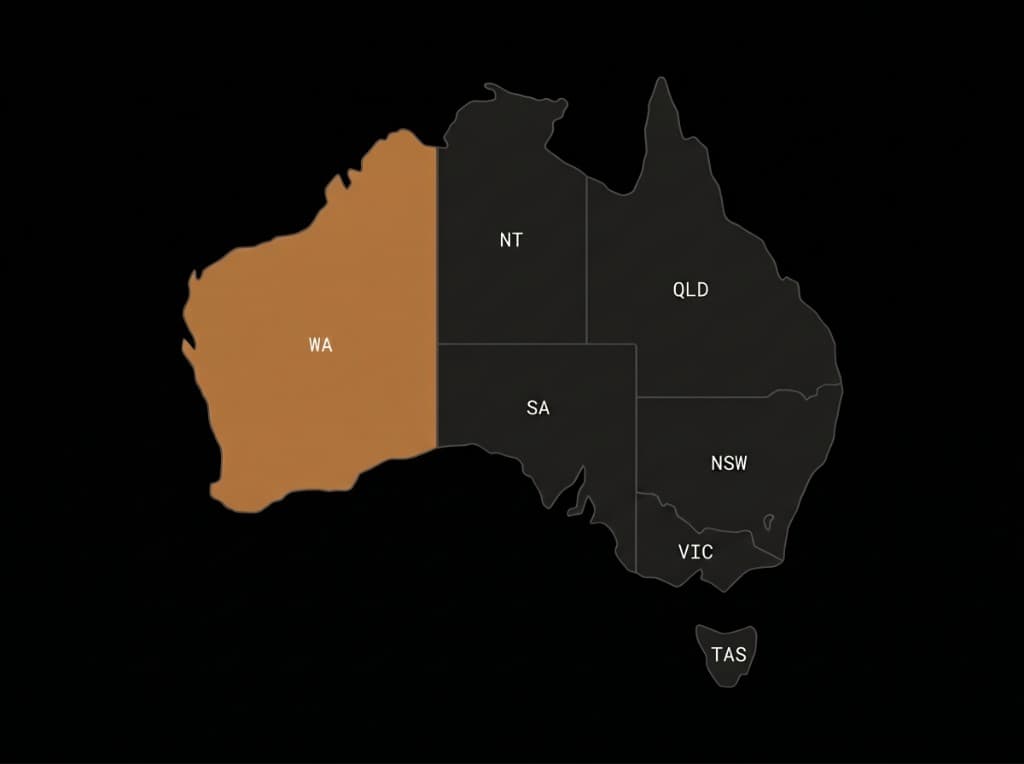 Australia map with WA in full coverage and other states coming soon